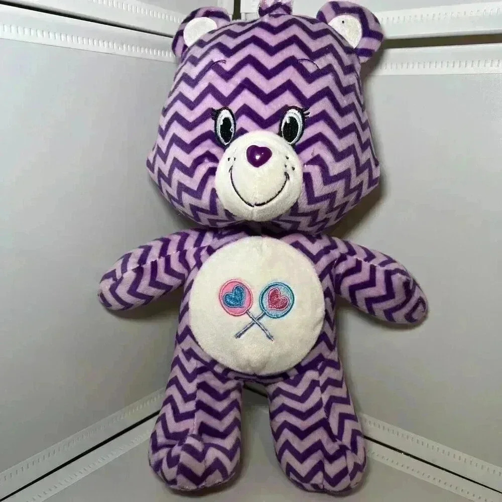 2017 Care Bears Share Bear 12" Plush Zig Zag Pattern Purple Kelly Toy Stuffed